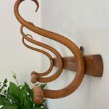 Curved wooden wall coat rack 1900s
