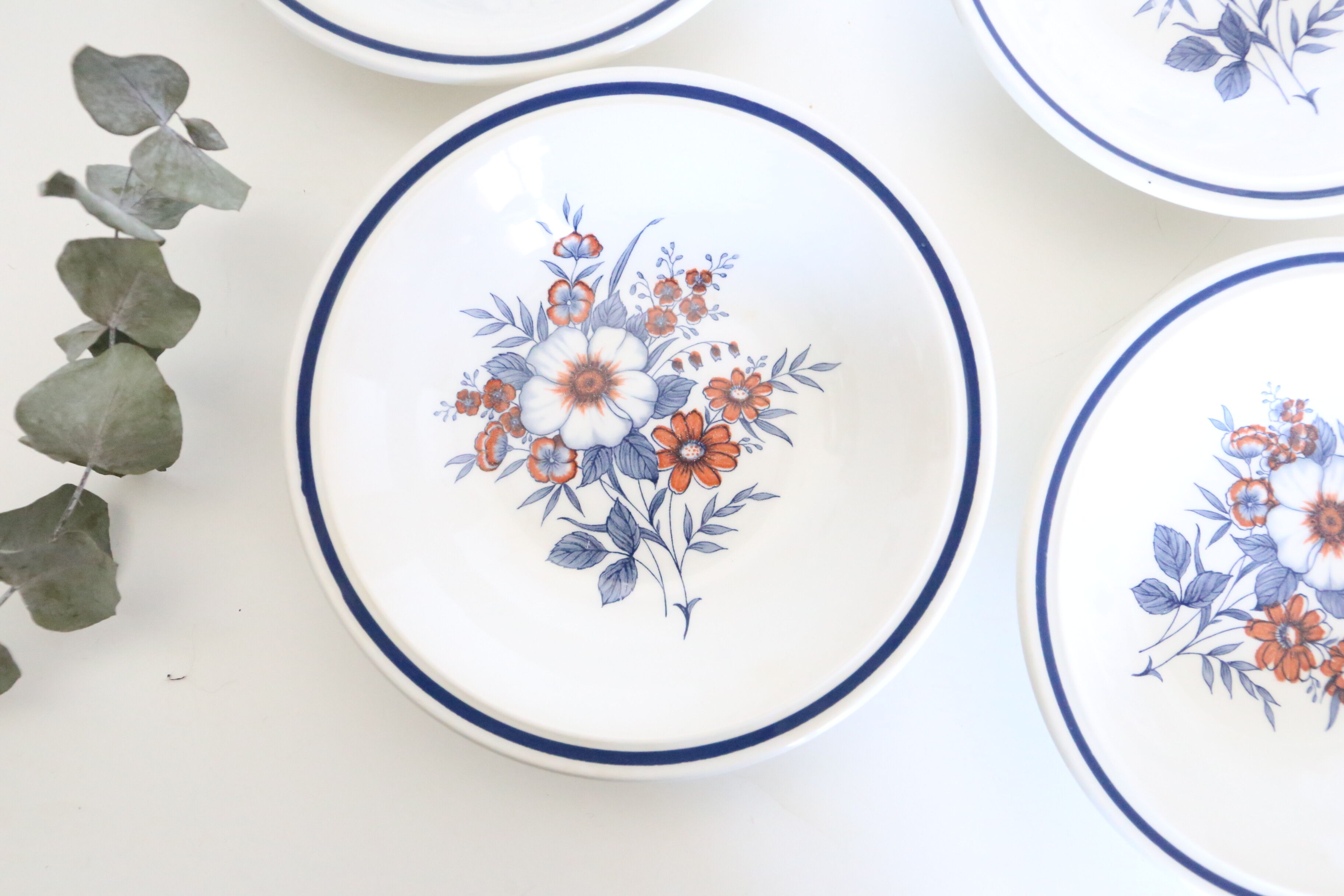 Set of 4 plates caps Stafforshire Alpine Rose