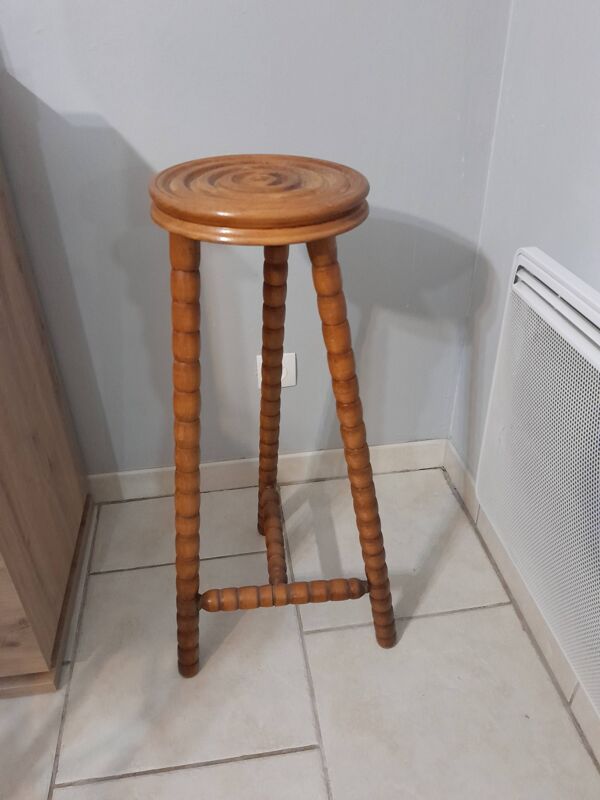 Sellette guéridon tabouret bois tourné vintage année 50