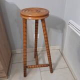 Pedestal table turned wooden stool vintage 50s