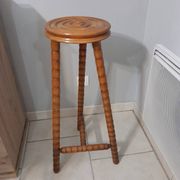 Pedestal table turned wooden stool vintage 50s