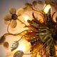 Vintage wall lamp or ceiling lamp in golden metal, glass flowers