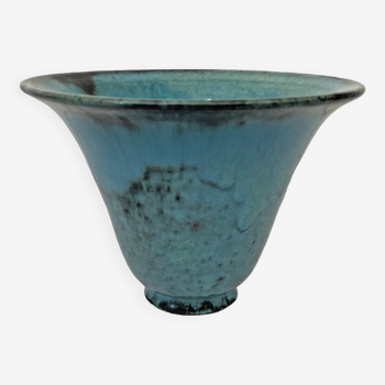 Vase en ceramique bleu turquoise