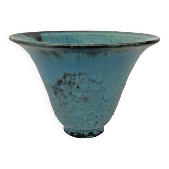 Vase en ceramique bleu turquoise