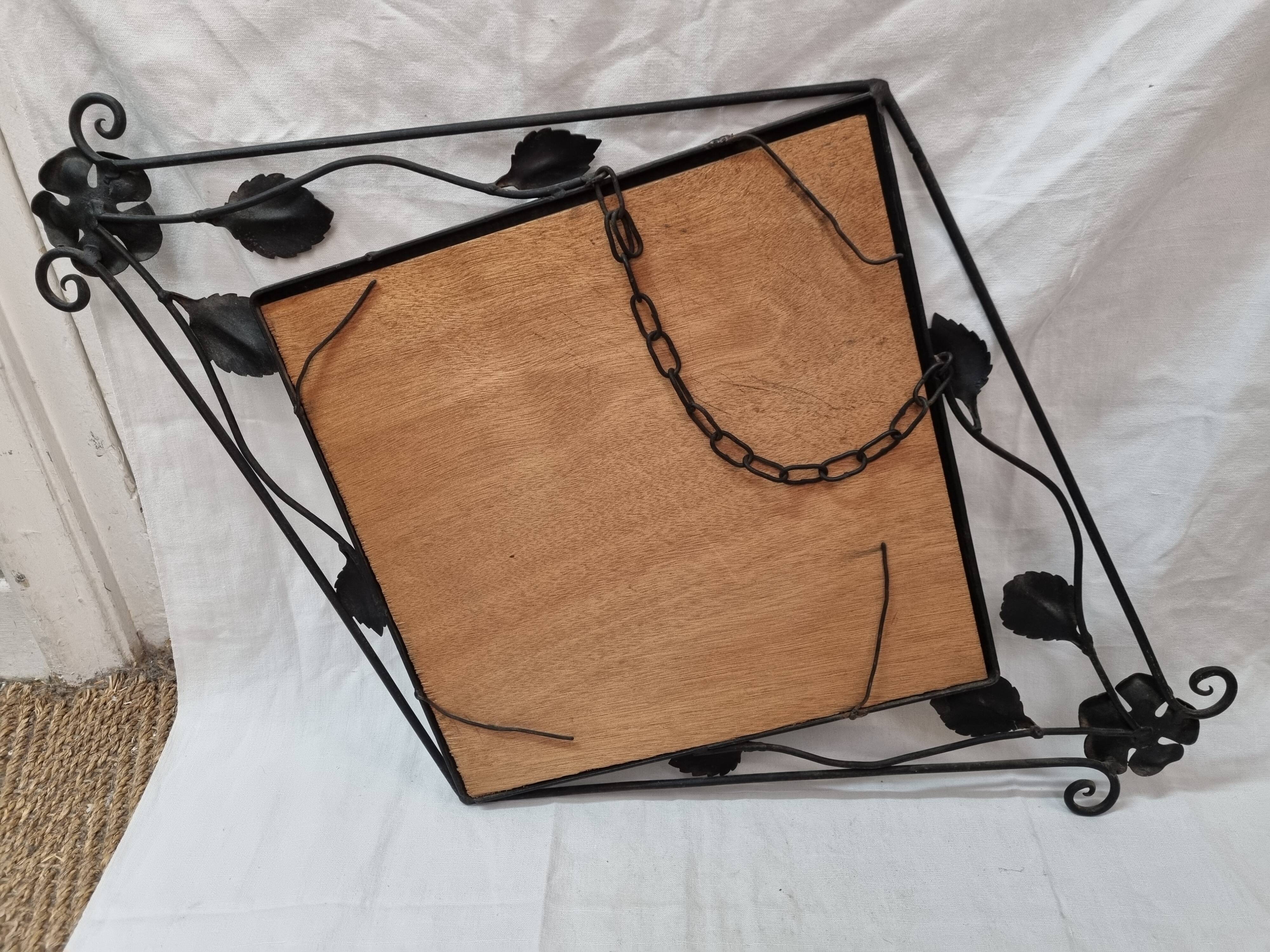 Art Nouveau black iron mirror