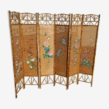 Bamboo screen 6 painted panels