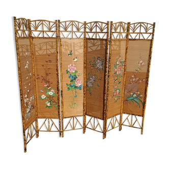 Bamboo screen 6 painted panels
