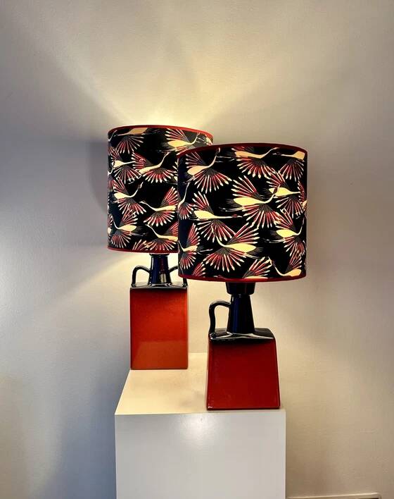 Unique designer lamp pair by Walter Brecht - West German ceramics