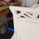 Banc Art Nouveau en bois de style colonial, rénové