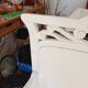 Art Nouveau wooden bench, colonial style, period, renovated.