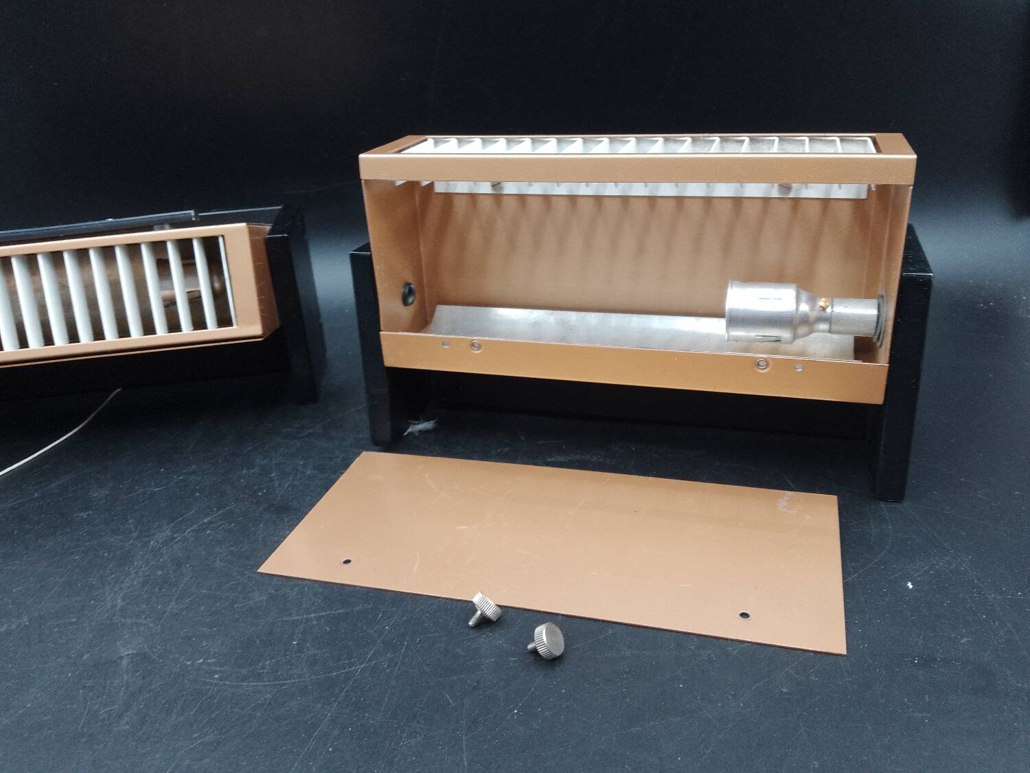 Pair of metal and brass bedside wall lights by Paul Neuhaus, Germany, 1950s Bauhaus