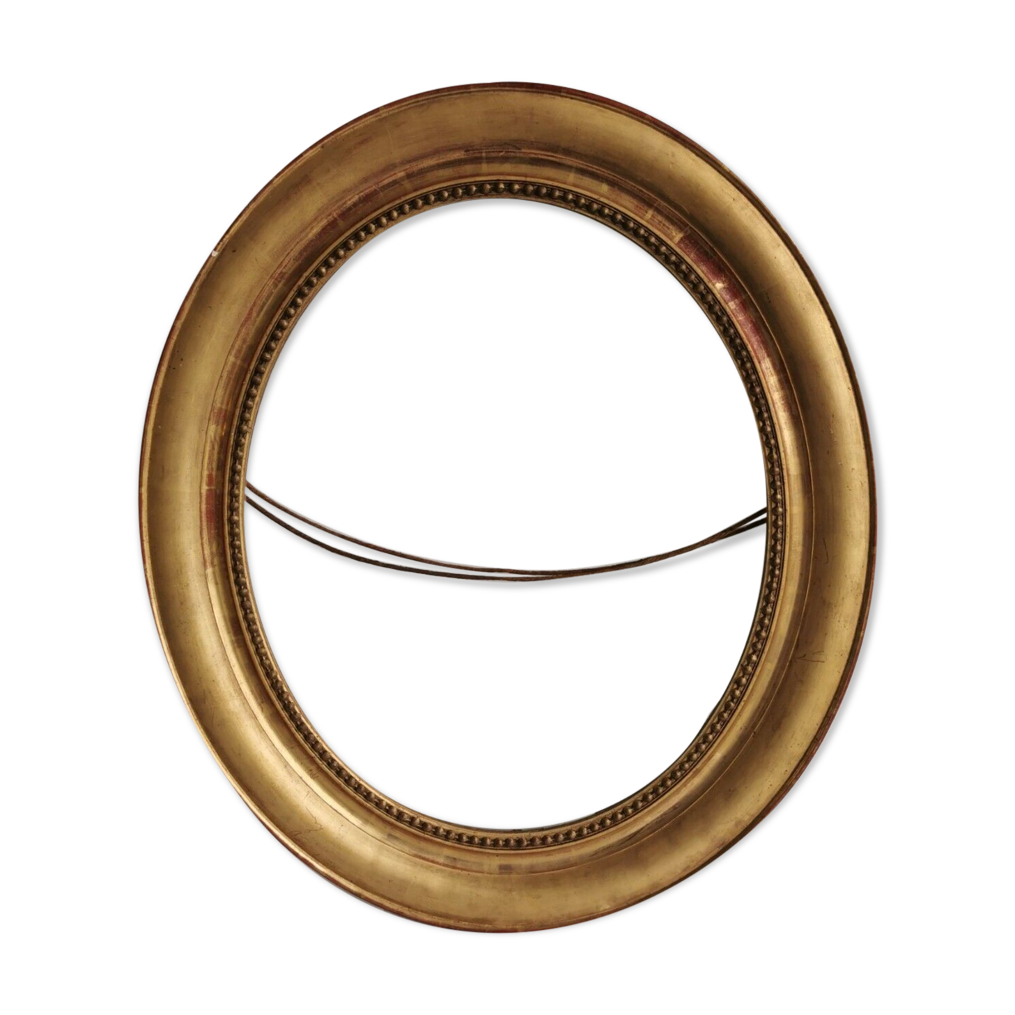 Frame oval 1st moitie of the xixth wood golden stucco