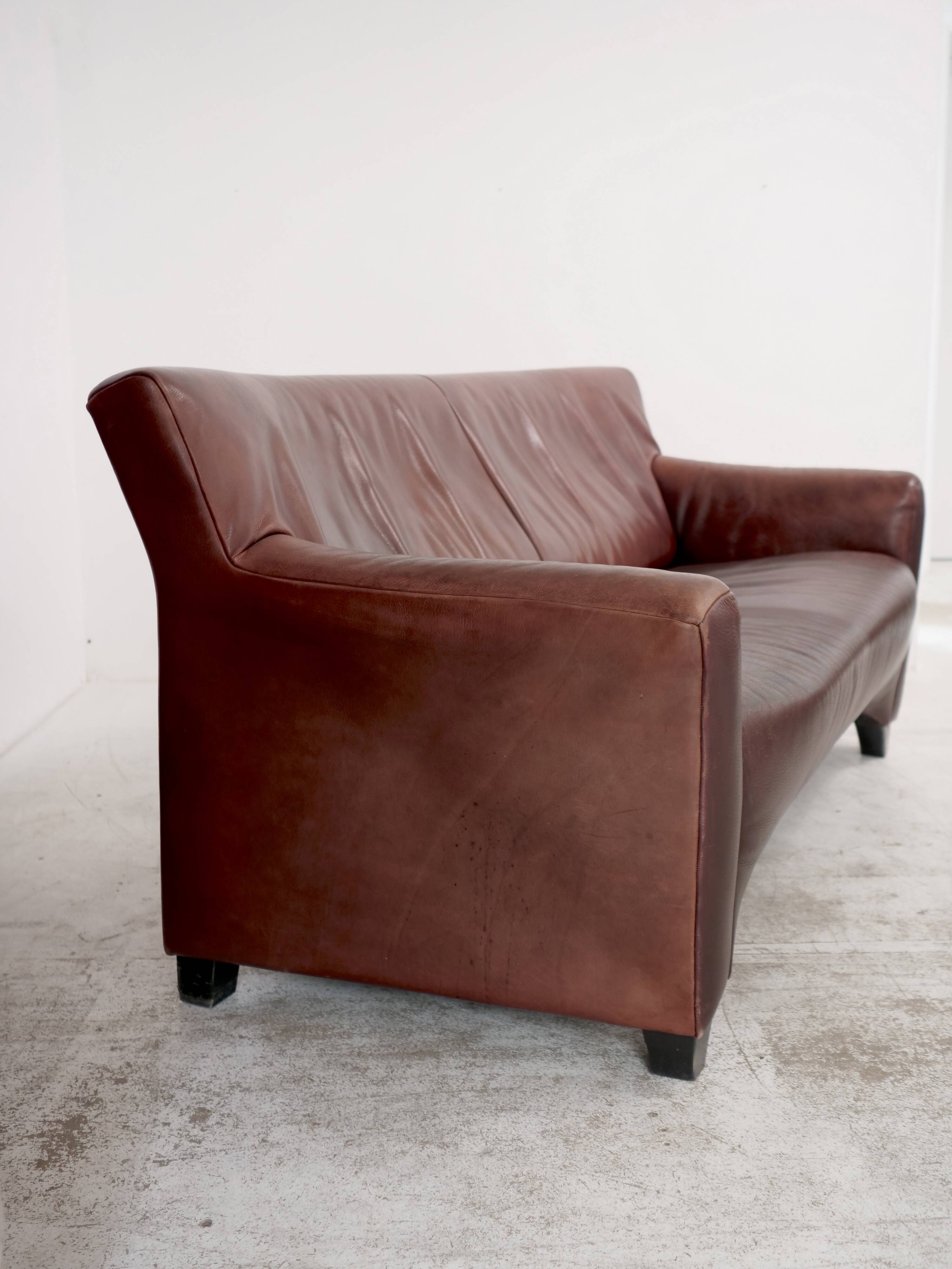 Oxblood leather sofa DeSede DS-72b