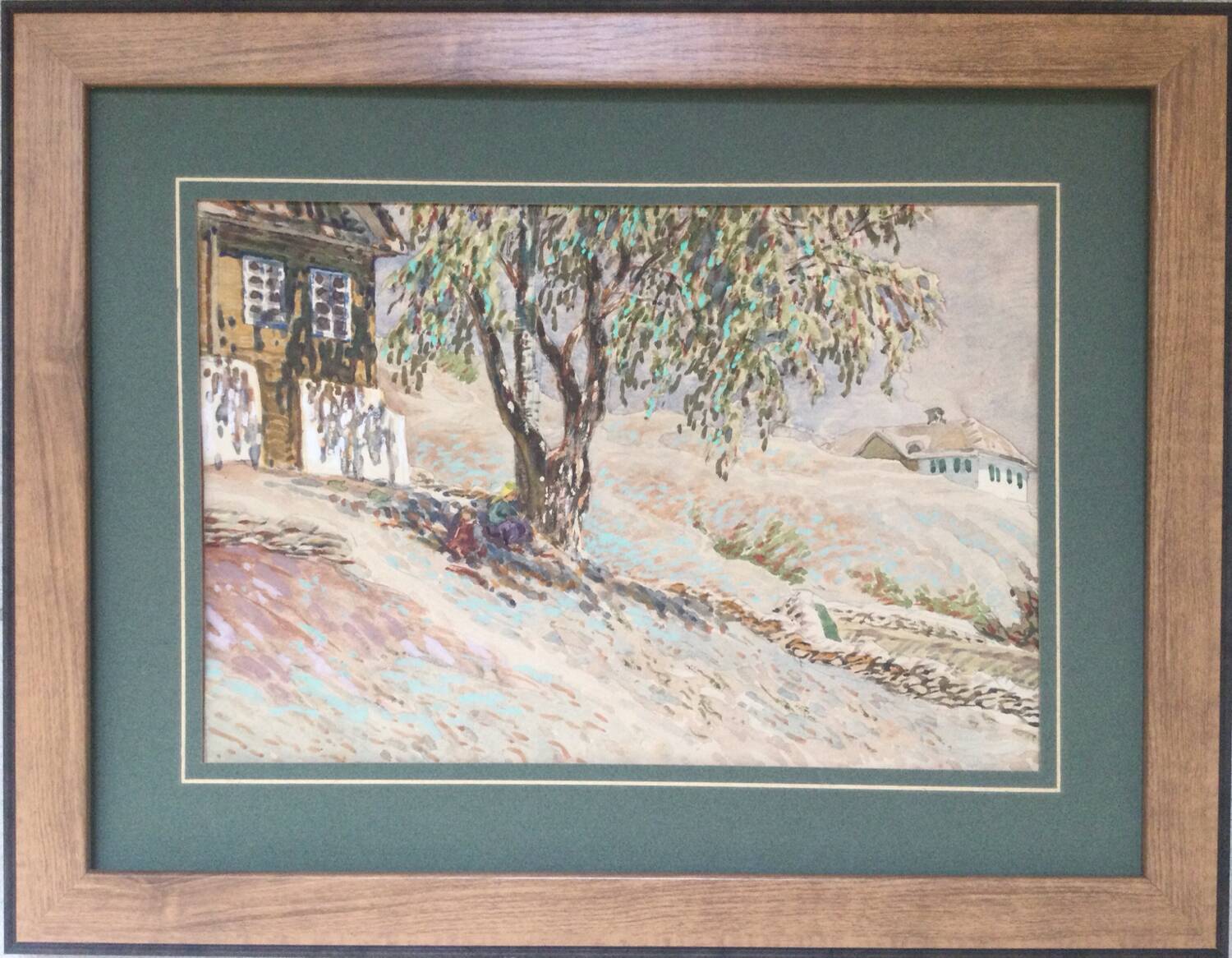 Russian school, Village on the Don. Watercolour.