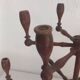 Large vintage turned wooden candelabrum - Brutalist and raw spirit