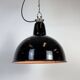 Industrial Black Enamel Factory Lamp with Cast Iron Top, 1950s