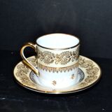 Limoges litre cup porcelain yellow and gold signed Porcelaine d’Art PP
