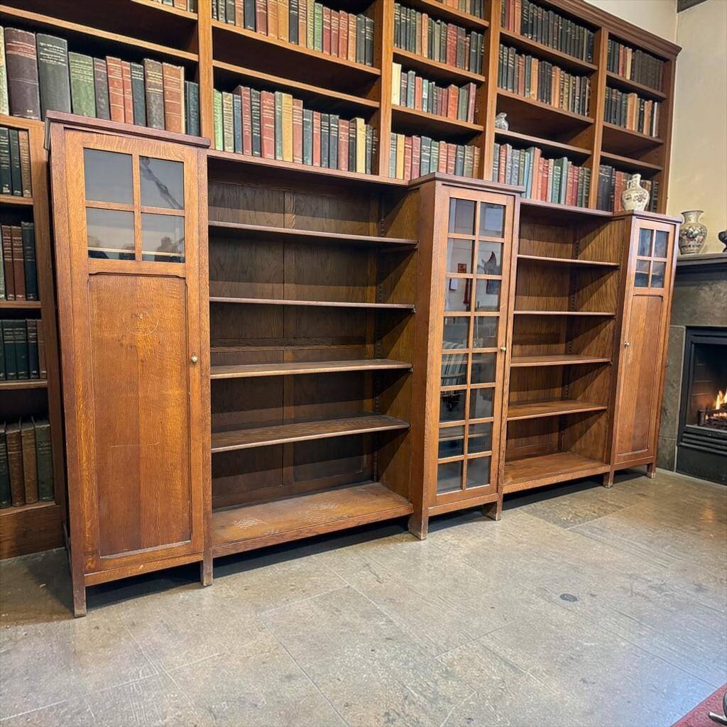 XL vintage wall unit in wood / bookshelf / cabinet (3.4m!)