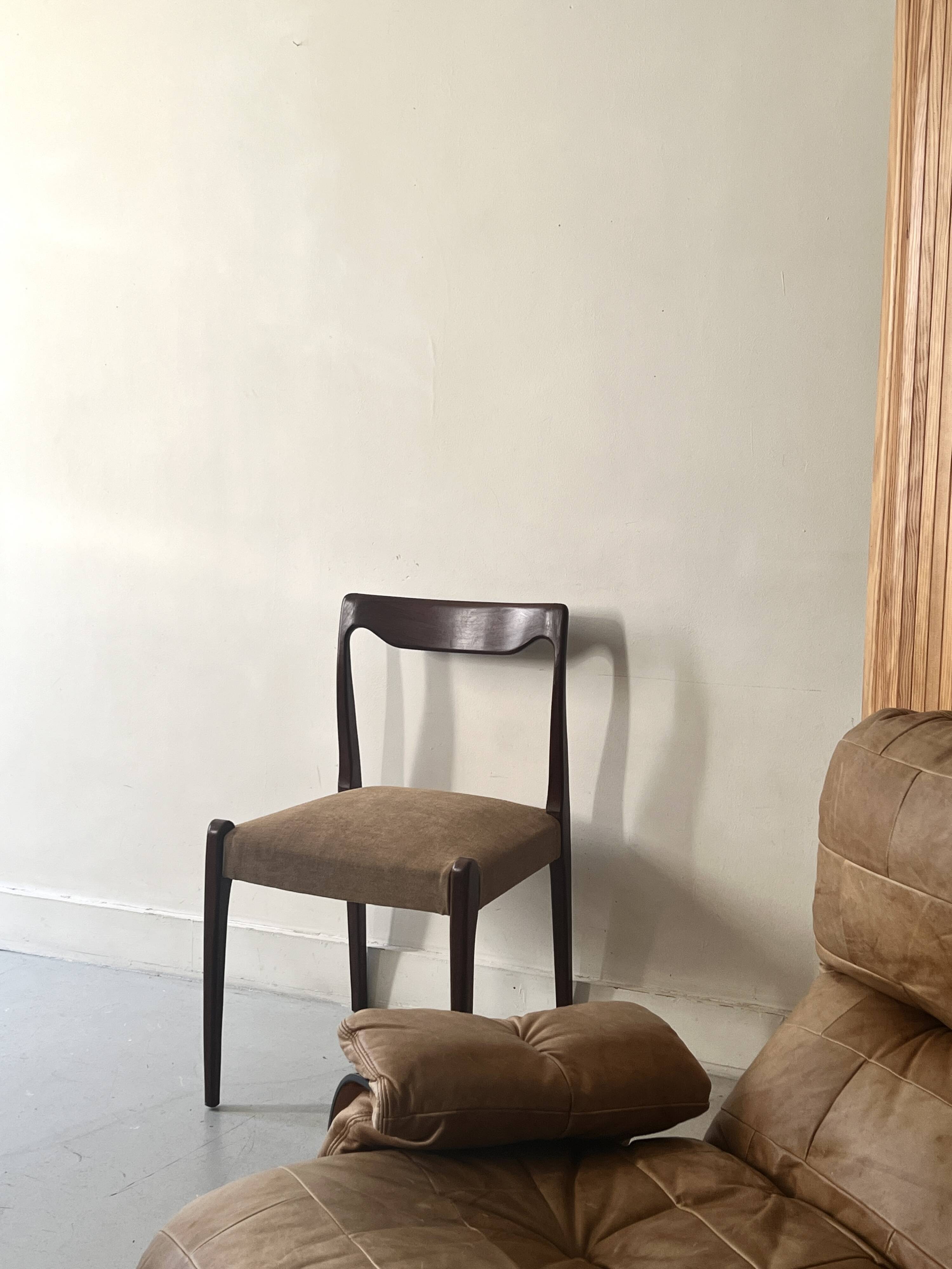 Scandinavian chair in teak & velvet by Niels Otto Moller, Denmark 1950