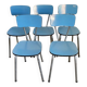 Set of 5 vintage chairs in 1960s blue formica