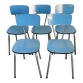 Set of 5 vintage chairs in 1960s blue formica
