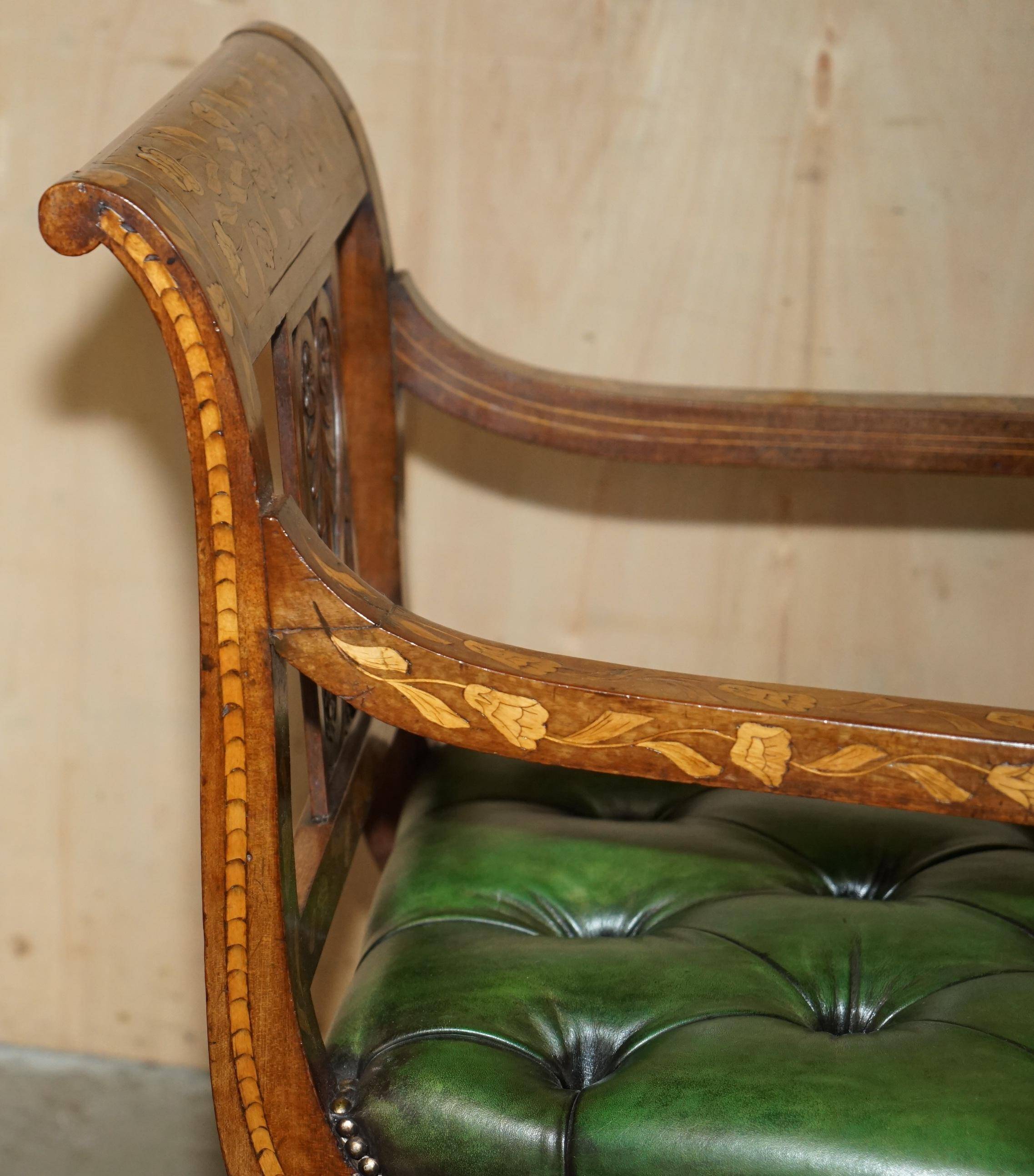 Chesterfield leather office chair with Dutch marquetry