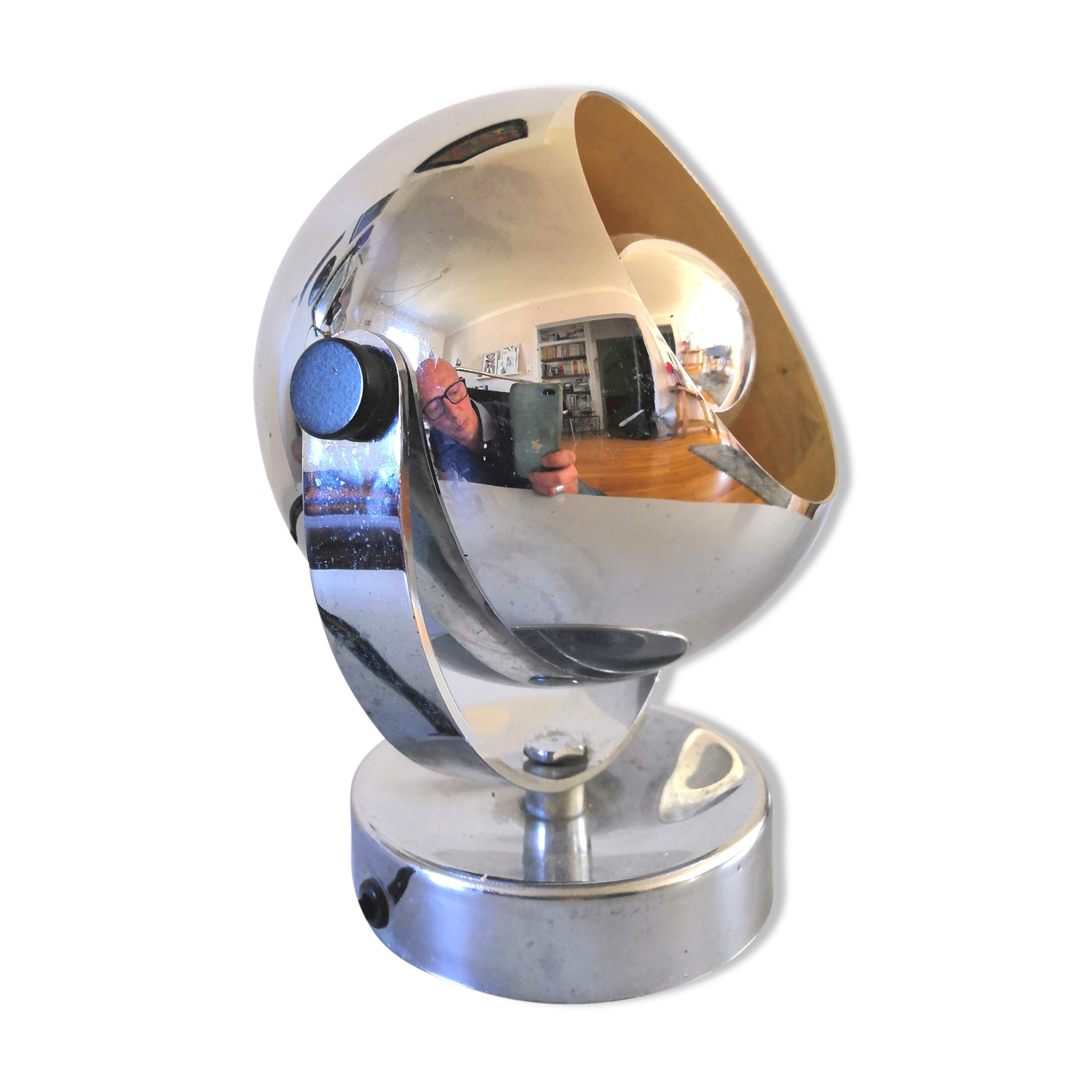 Applique eye ball en inox design années 70