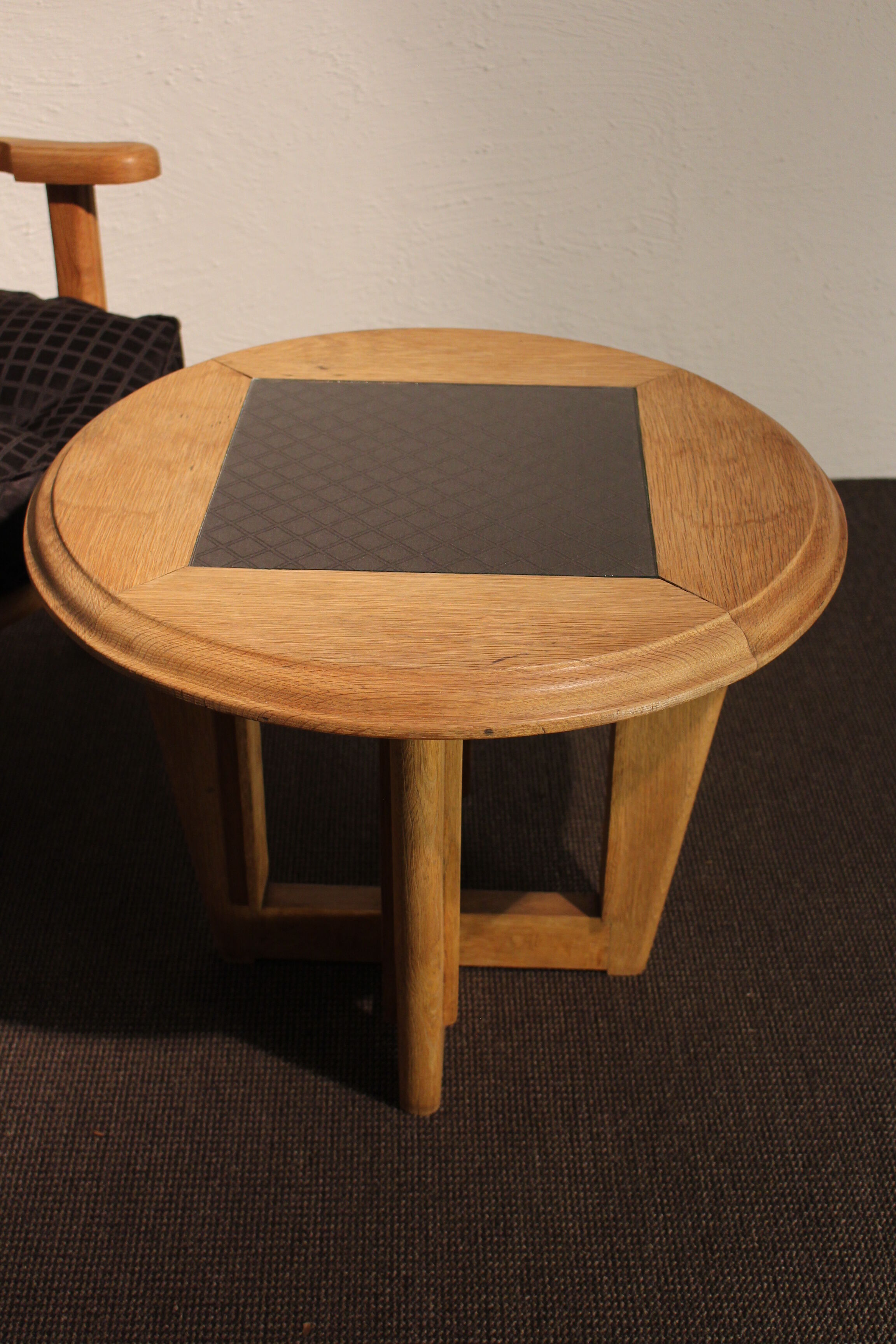 Armchair and his pedestal of Guillerme et Chambron, circa 1960