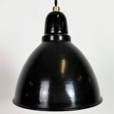 Small Industrial Black Enamel Ceiling Lamp, 1950s