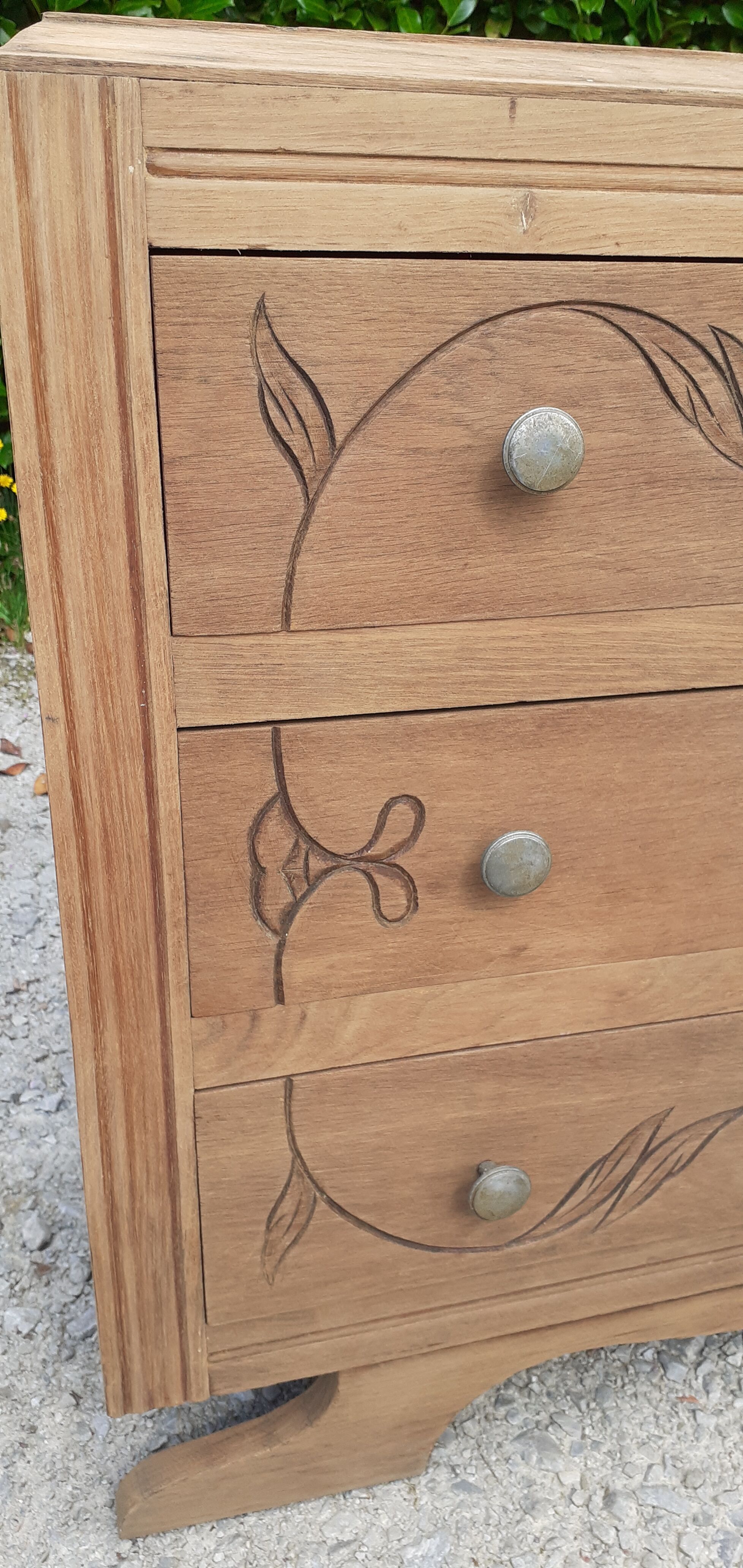 Chest of drawers 3 drawers art deco wood raw