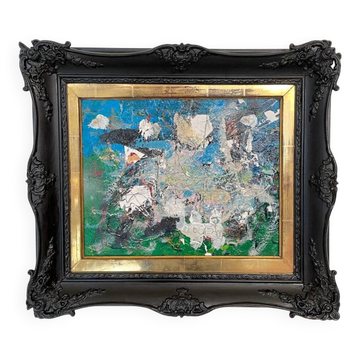 Felix Bachmann, Abstract Composition, Acrylic & Mixed Media on Board, 2022, Framed