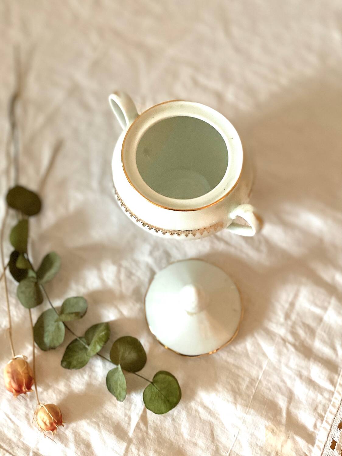 Fine porcelain sugar bowl from sologne france
