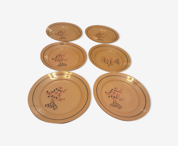 6 assiettes plates faience Luneville Keller et Guerin modele lorraine
