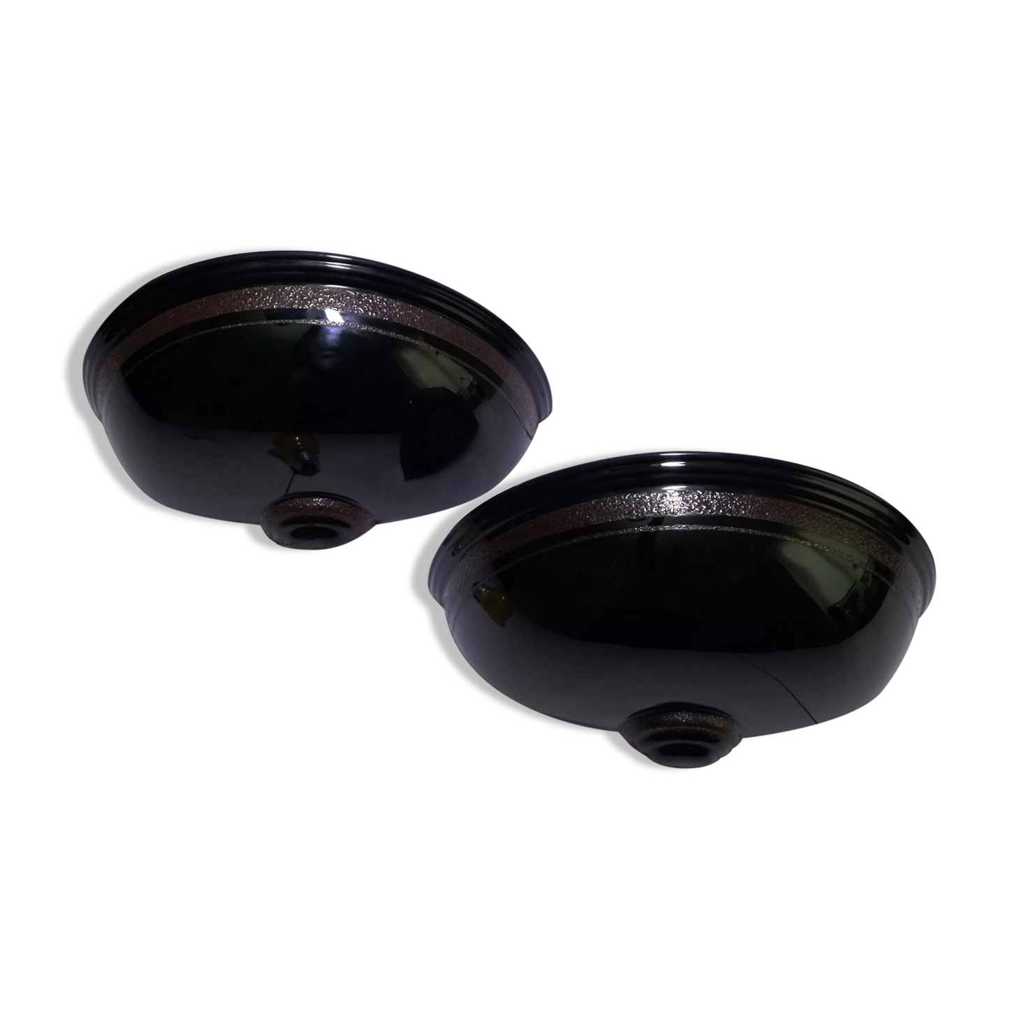 Wall lamp in the shape of an enamelled ceramic basin, set of 2