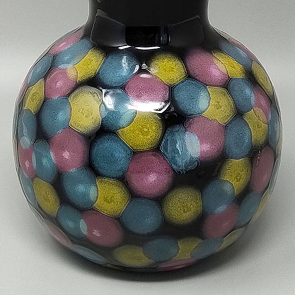 1980s Exquisited Handcrafted Polychrome Vase in Ceramic by Bizzirri. Made i