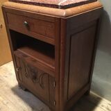 Bedside solid oak and brown marble