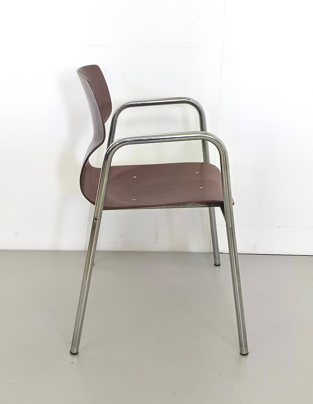 Set of Six Curved Beech Desk Chairs by Pagholz Flötotto with Armrests, Germ