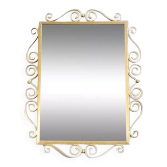 50s gilded brass mirror. Vintage. Hollywood Regency