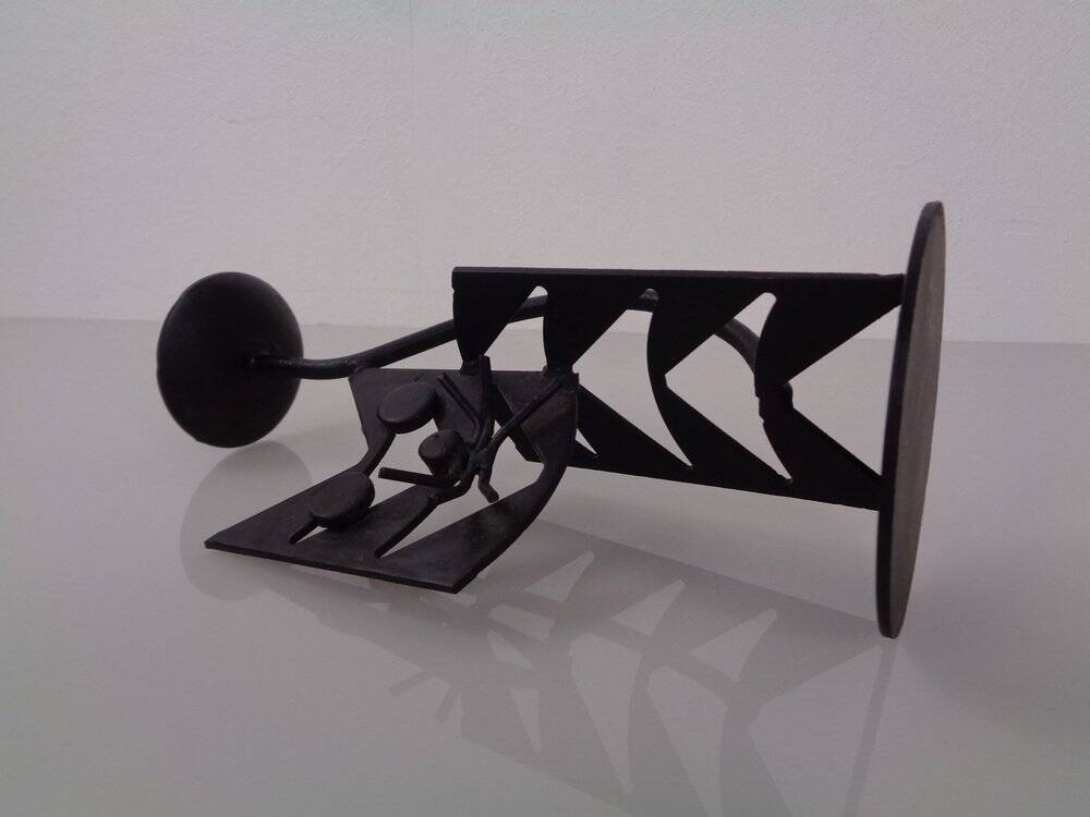 Brutalist Iron Cat Candleholder, Germany, 1960s