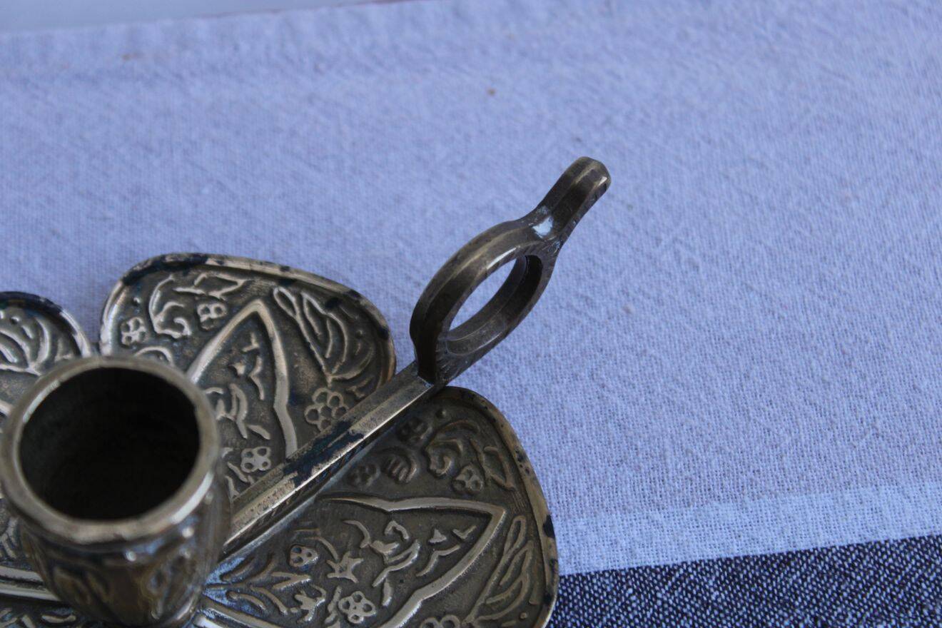 Gold metal candle holder