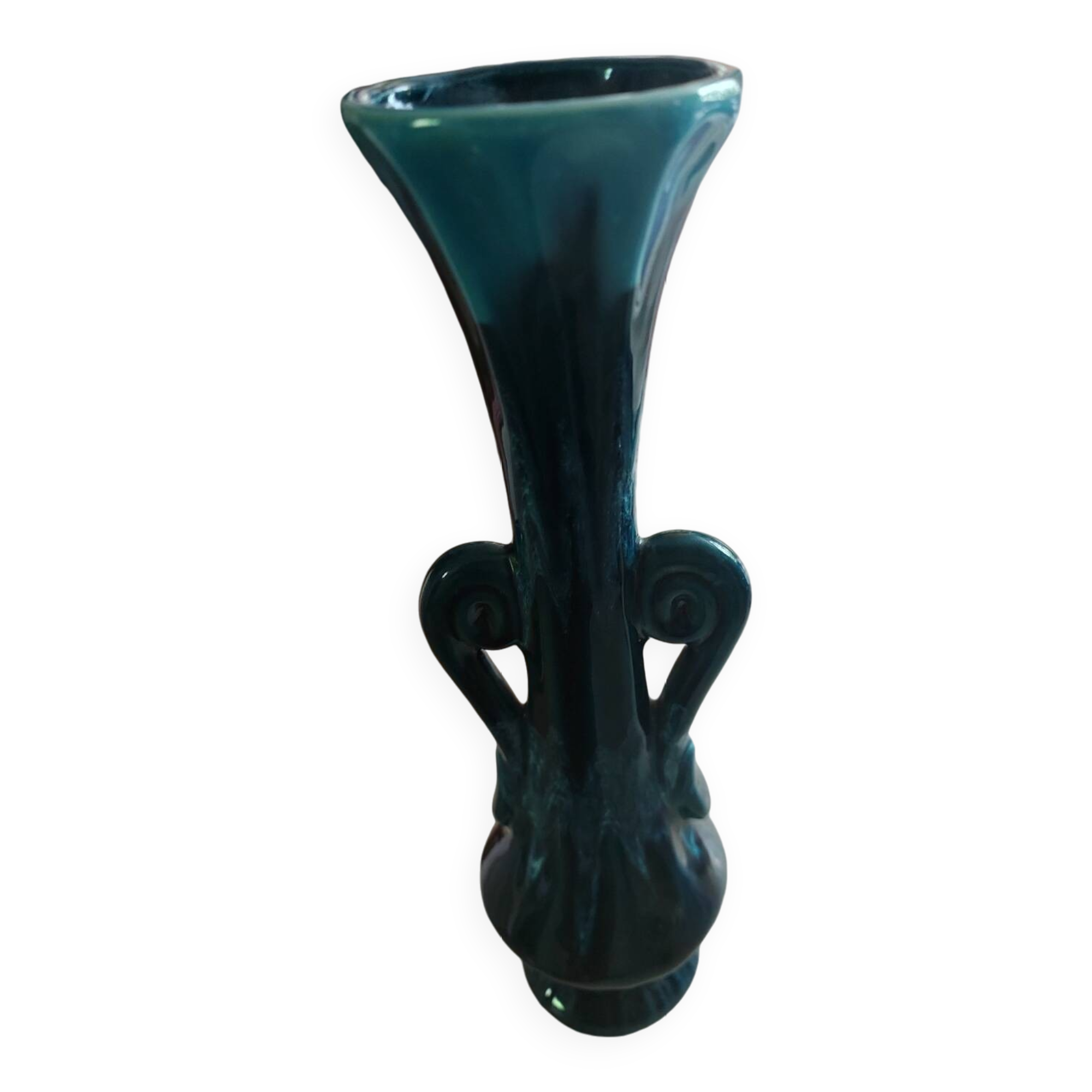 Slim single-flower vase in navy blue enamel