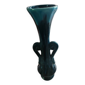 Slim single-flower vase in navy blue enamel