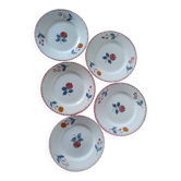 Set of 5 vintage dessert plates in earthenware from Salins - Molière model