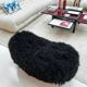 Mid-Century Modern Black Mongolian Goat and Bronze Italian Stool, 1950s