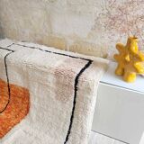 Béni Ouarain rug, geometric terracotta, pink and blue pattern
