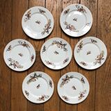 Set of 7 vintage dessert plates, butterfly pattern