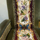 Paire de fauteuils en velours et tapisserie
