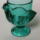 Coquetier poule verre bleu vert émeraude
