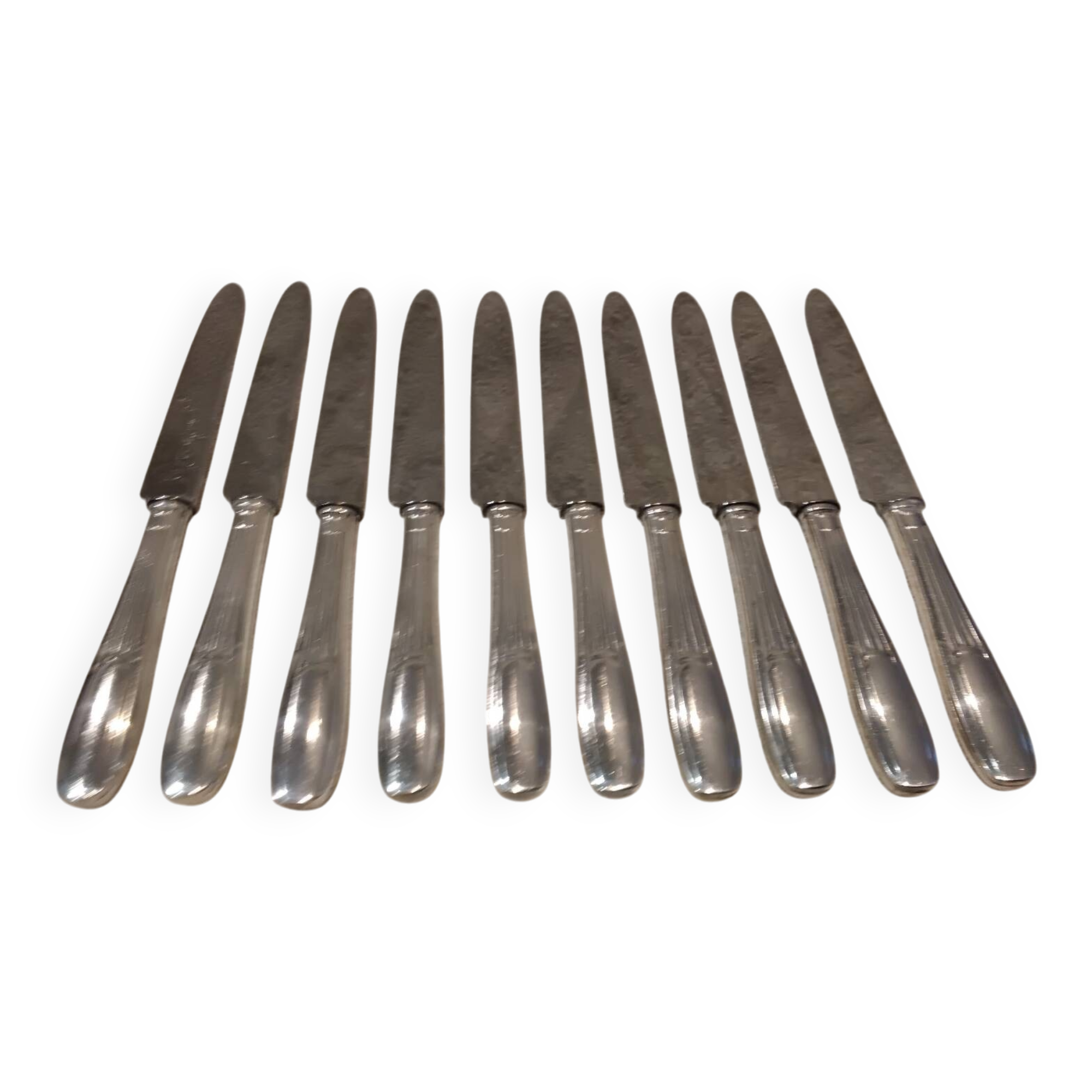 10 silver plated table knives goldsmith SFAM artdeco 25.1cm