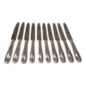 10 silver plated table knives goldsmith SFAM artdeco 25.1cm